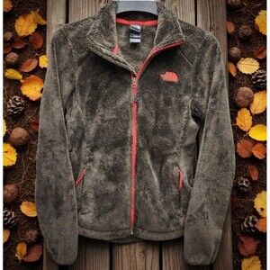 The North Face Sherpa Fleece Jacket Womens Small Brown Orange Full Zip Casual